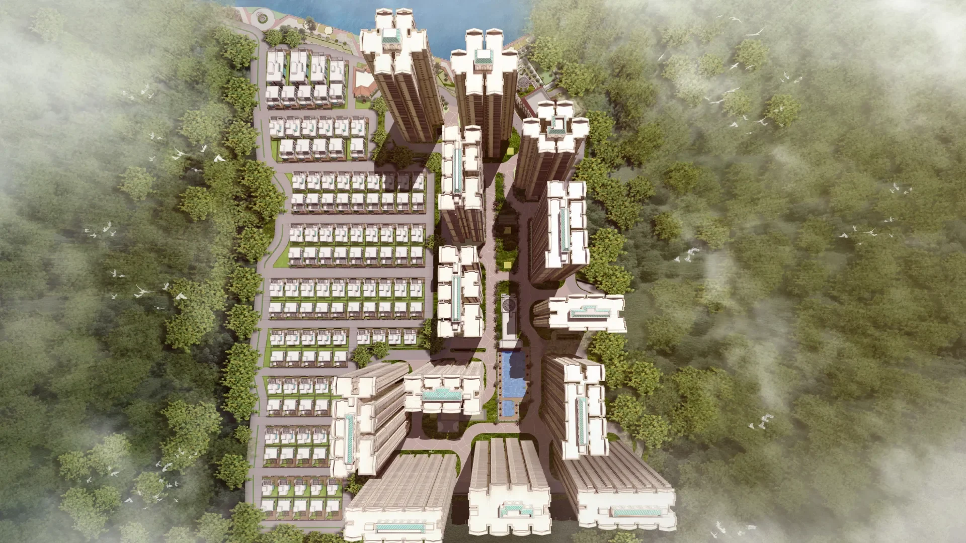 Architectural 3D render of The Prestige City Hyderabad apartments showing the grand entrance and premium high-rise towers in Rajendra Nagar near PVNR Expressway.